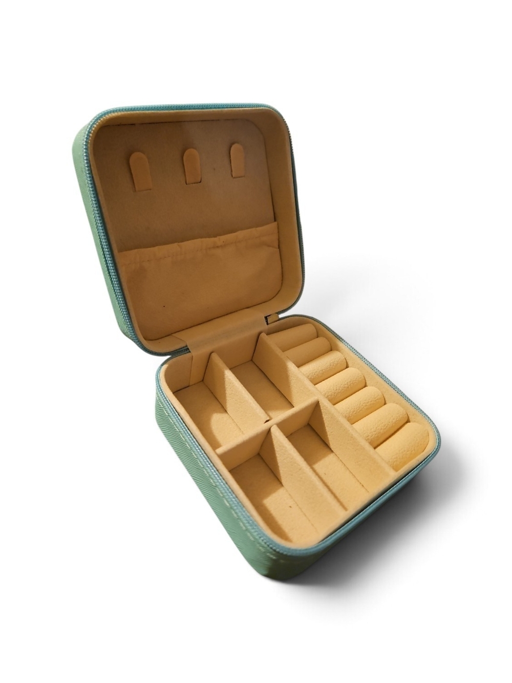 Compact Jewelry Organizer Travel Zipper Case - Teal